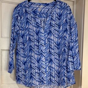 Lilly Pulitzer Blue and White Abstract Top XS